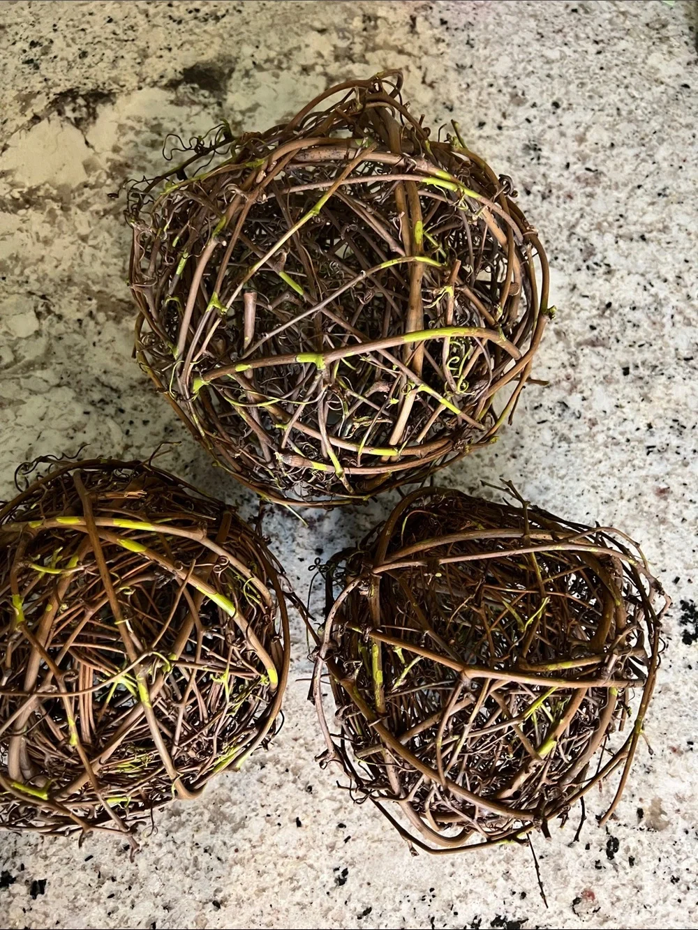 Pottery Barn Brown & Green Vine Decorative Balls - Set of 3